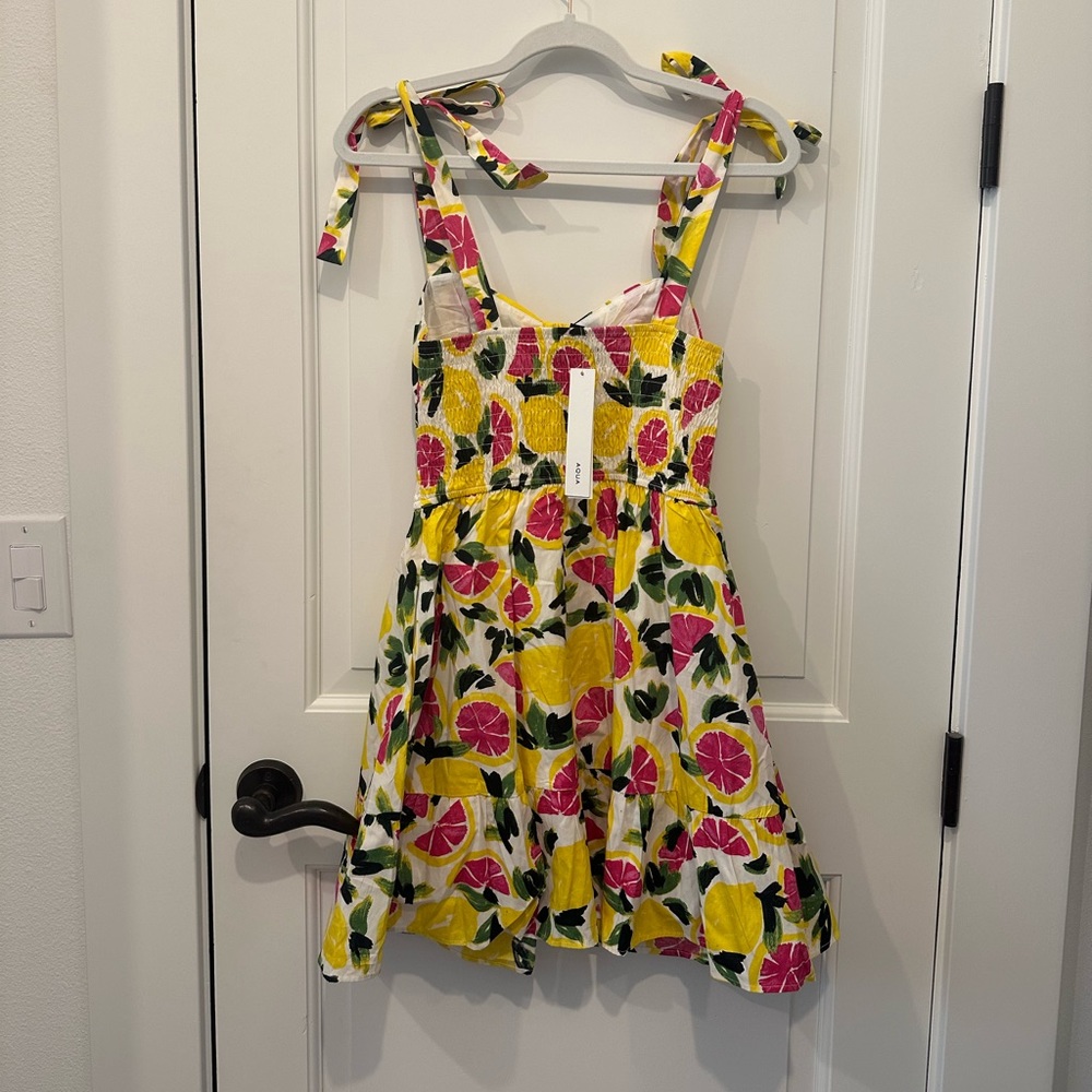 NEW Aqua Lemon Print Sundress, Size Small - Picture 3 of 5